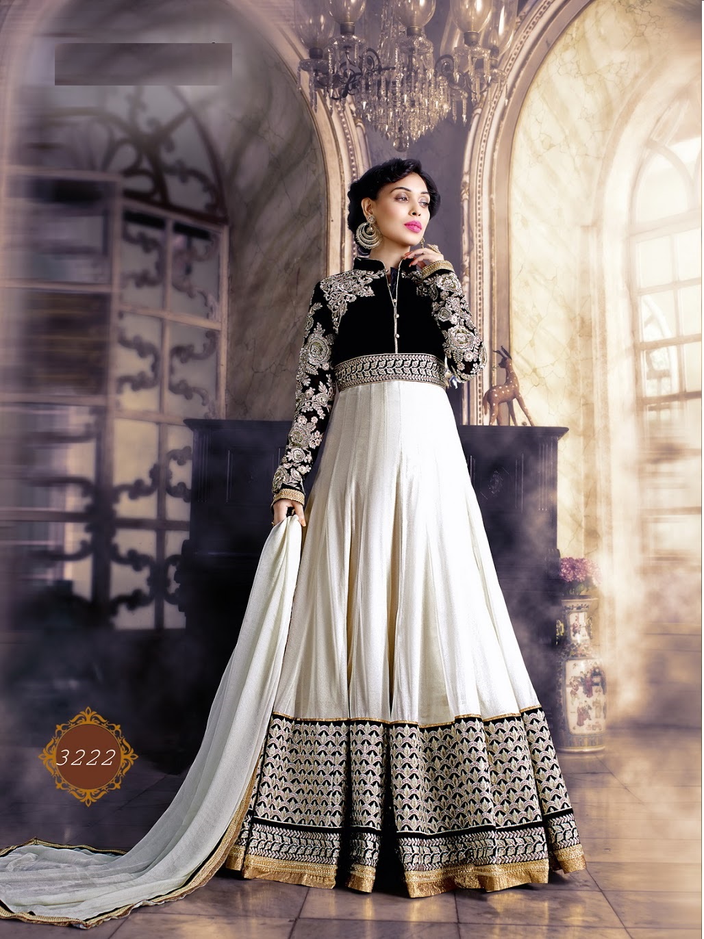 pure white anarkali