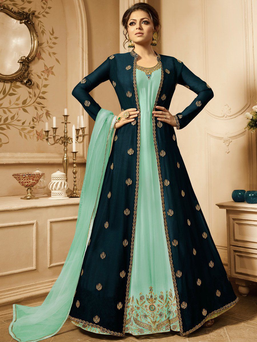 peacock green anarkali