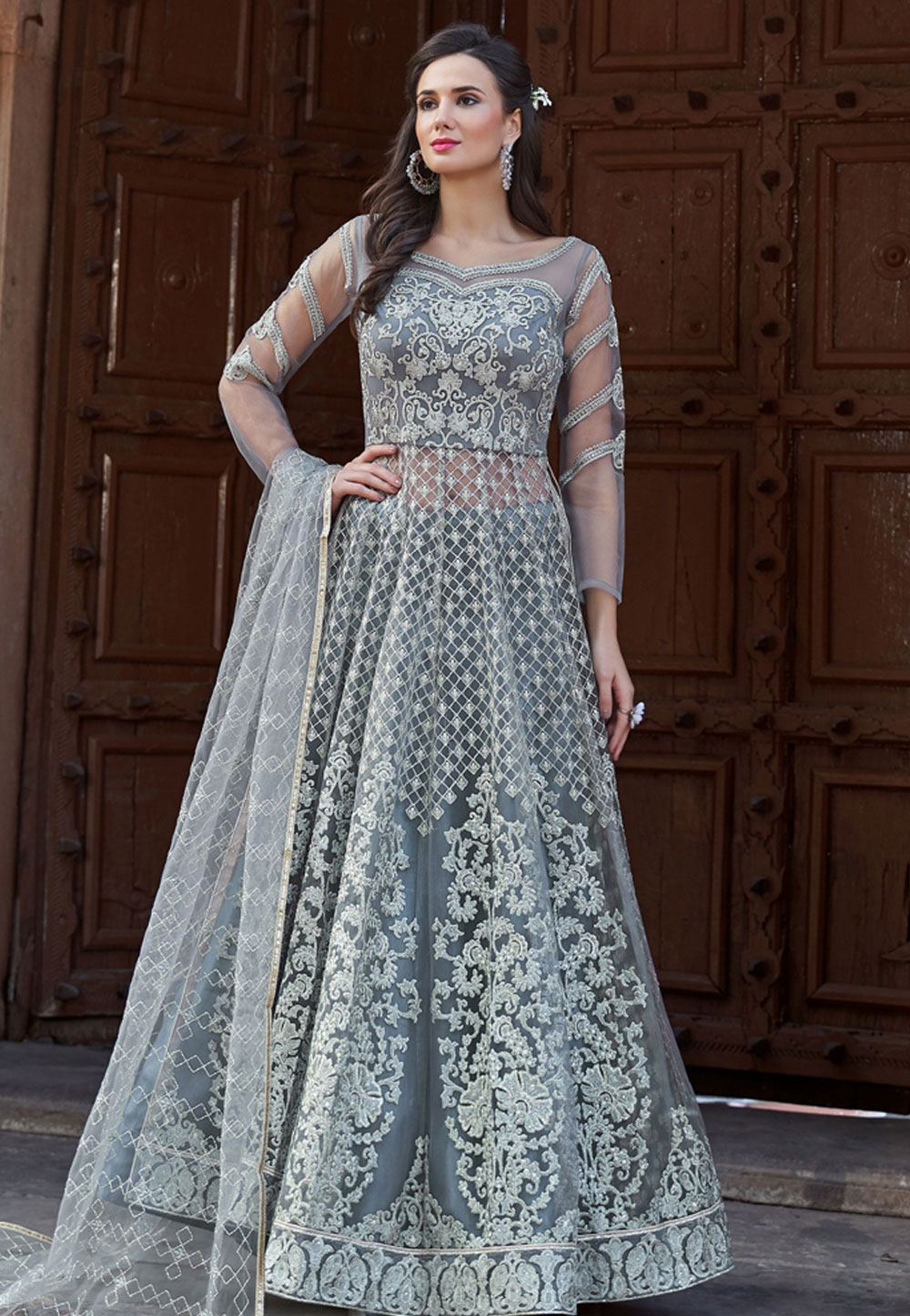 indo western lehenga for engagement