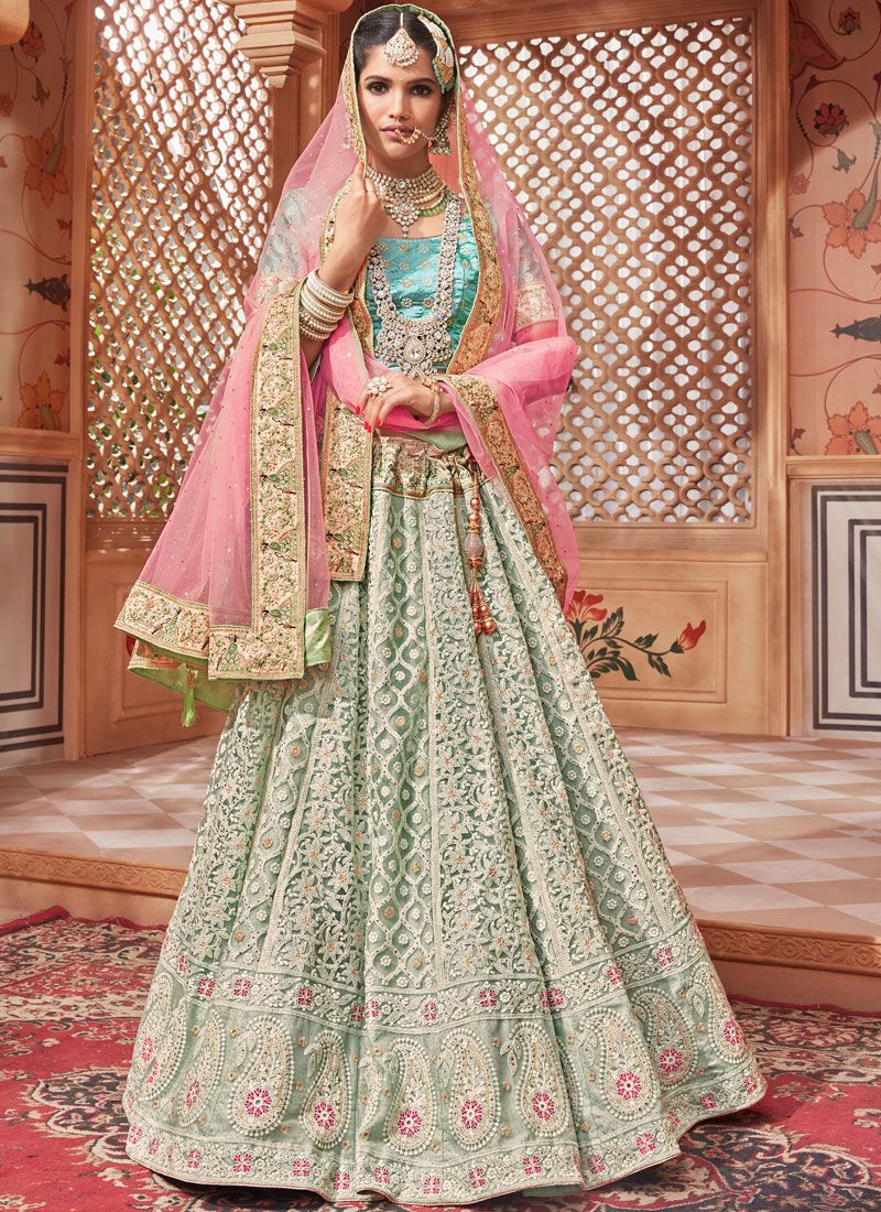 Light Blue Color Net Indian Wedding Lehenga Choli 4607 ...