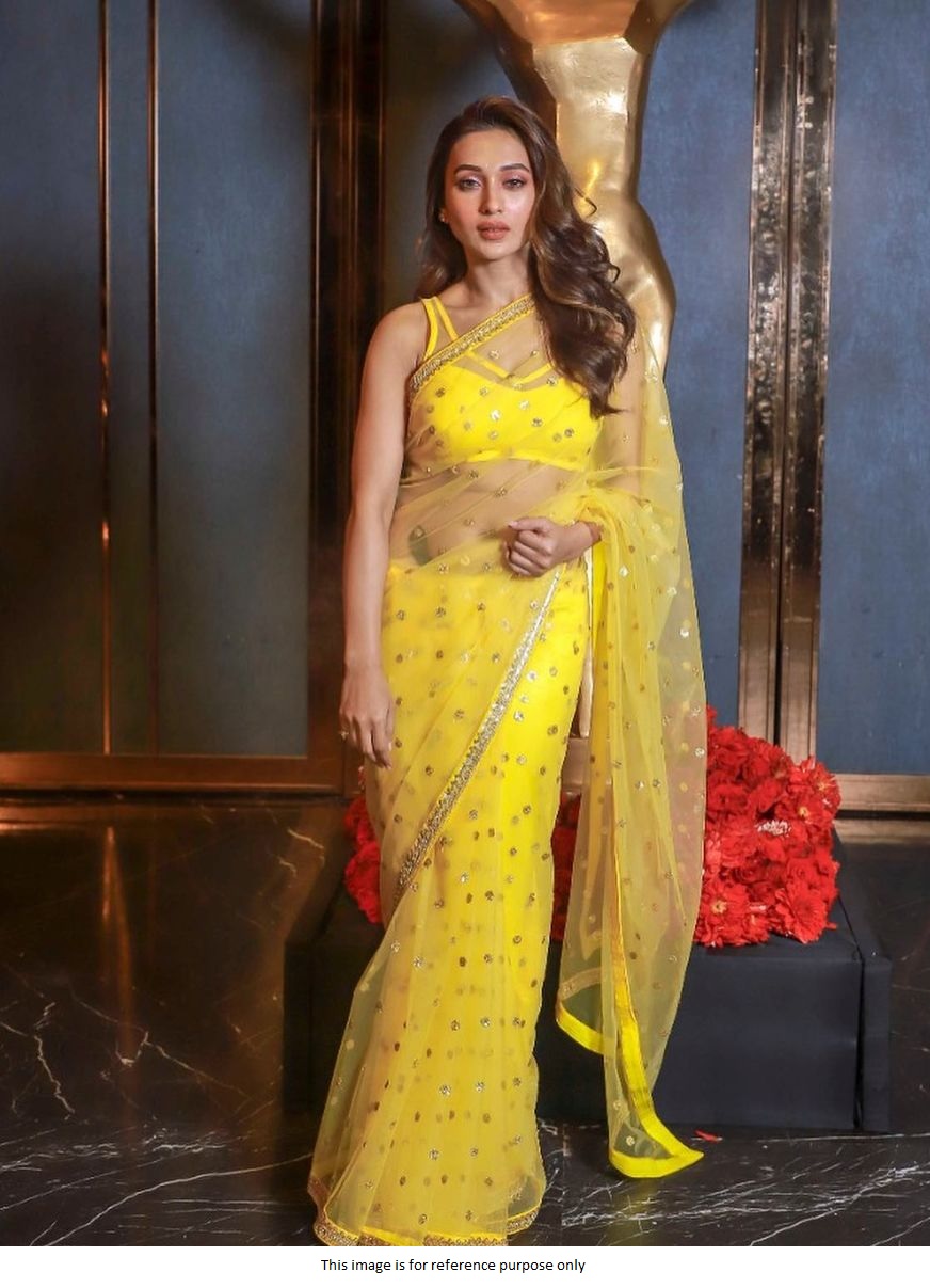 Buy Bollywood model georgette multi color sequins saree in UK, USA and Canada