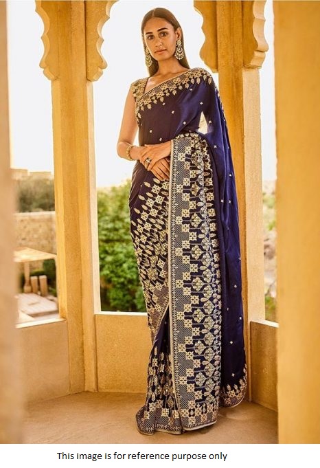 Buy Bollywood model Navy blue georgette saree in UK, USA and Canada