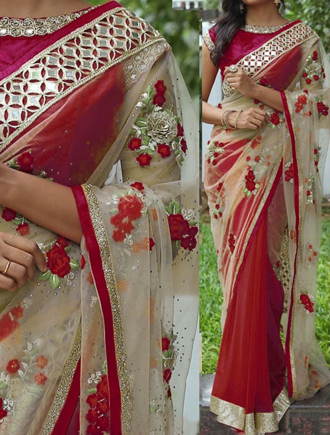 floral party wear sarees