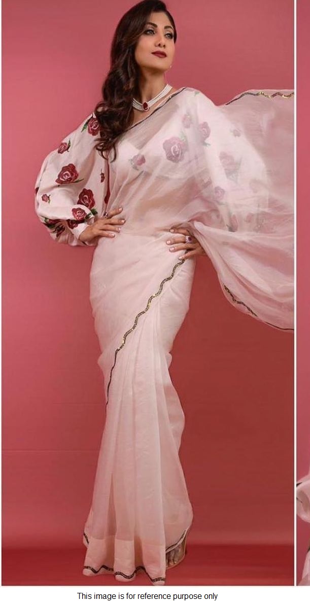 Buy Bollywood Shilpa shetty white organza saree in UK, USA and Canada