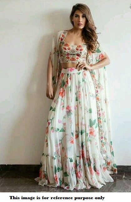 Buy Bollywood Model Indo western Koti style Georgette lehenga in UK USA and Canada