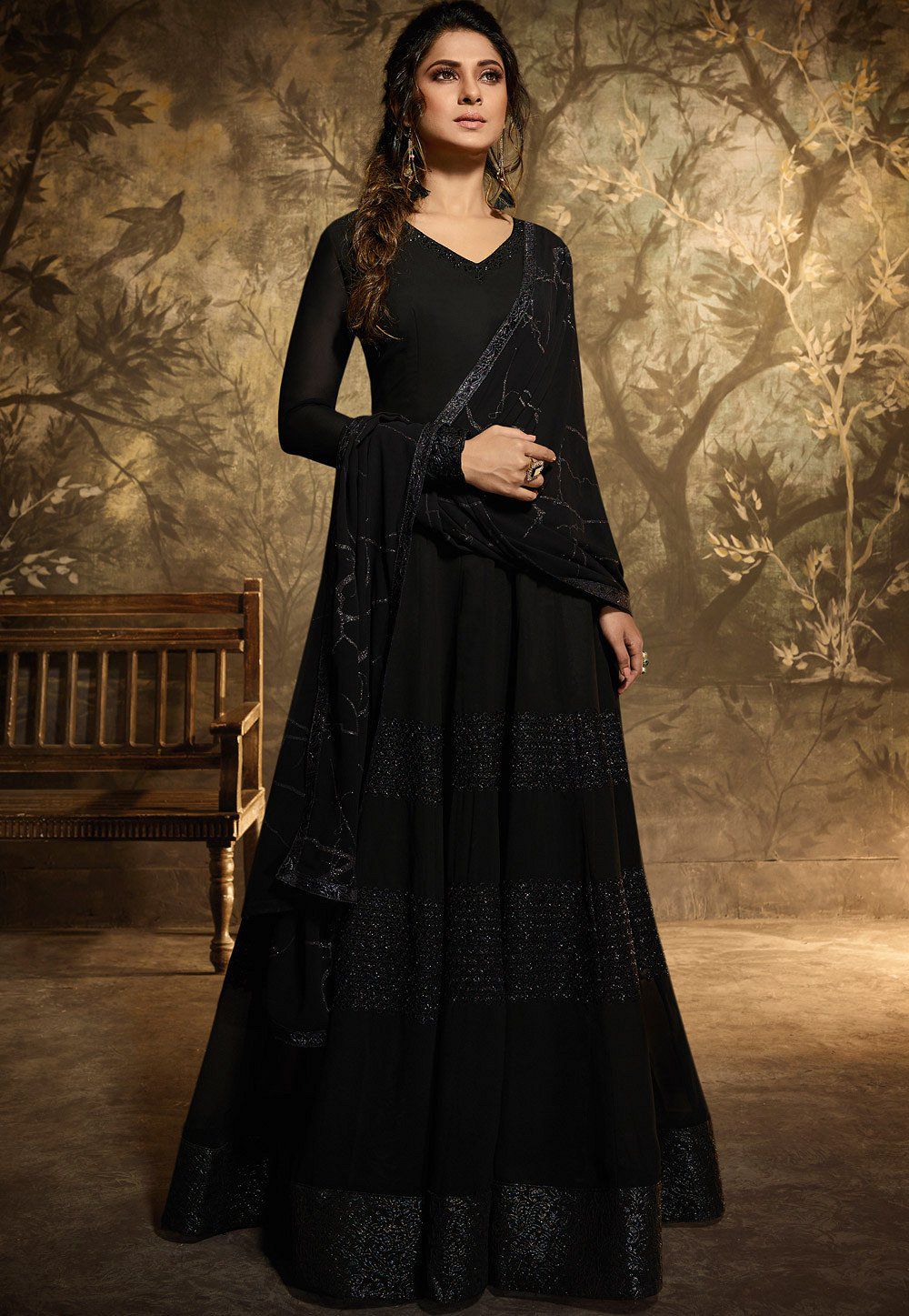 black floor length suit