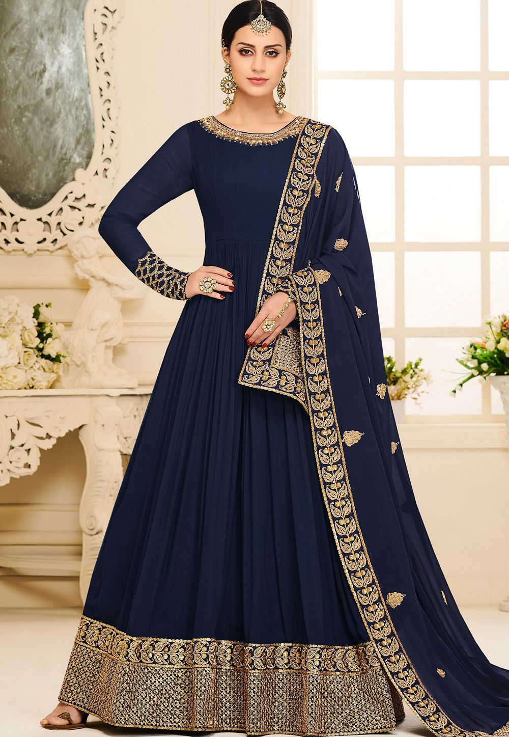navy blue anarkali dress