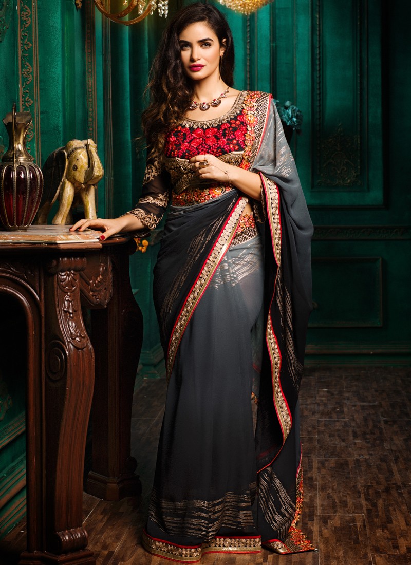black colour party wear saree