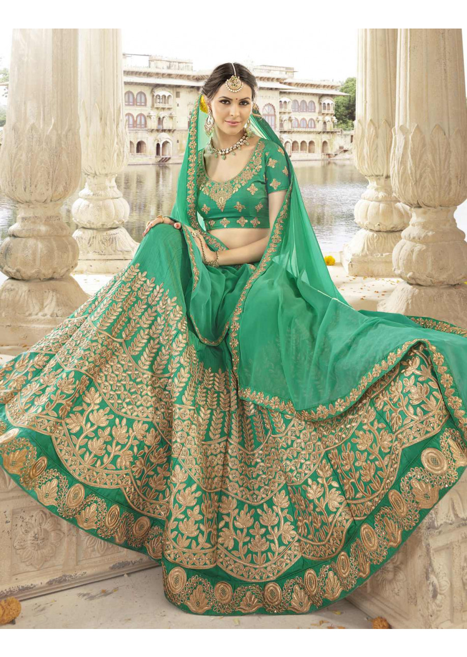 bridal lehenga green