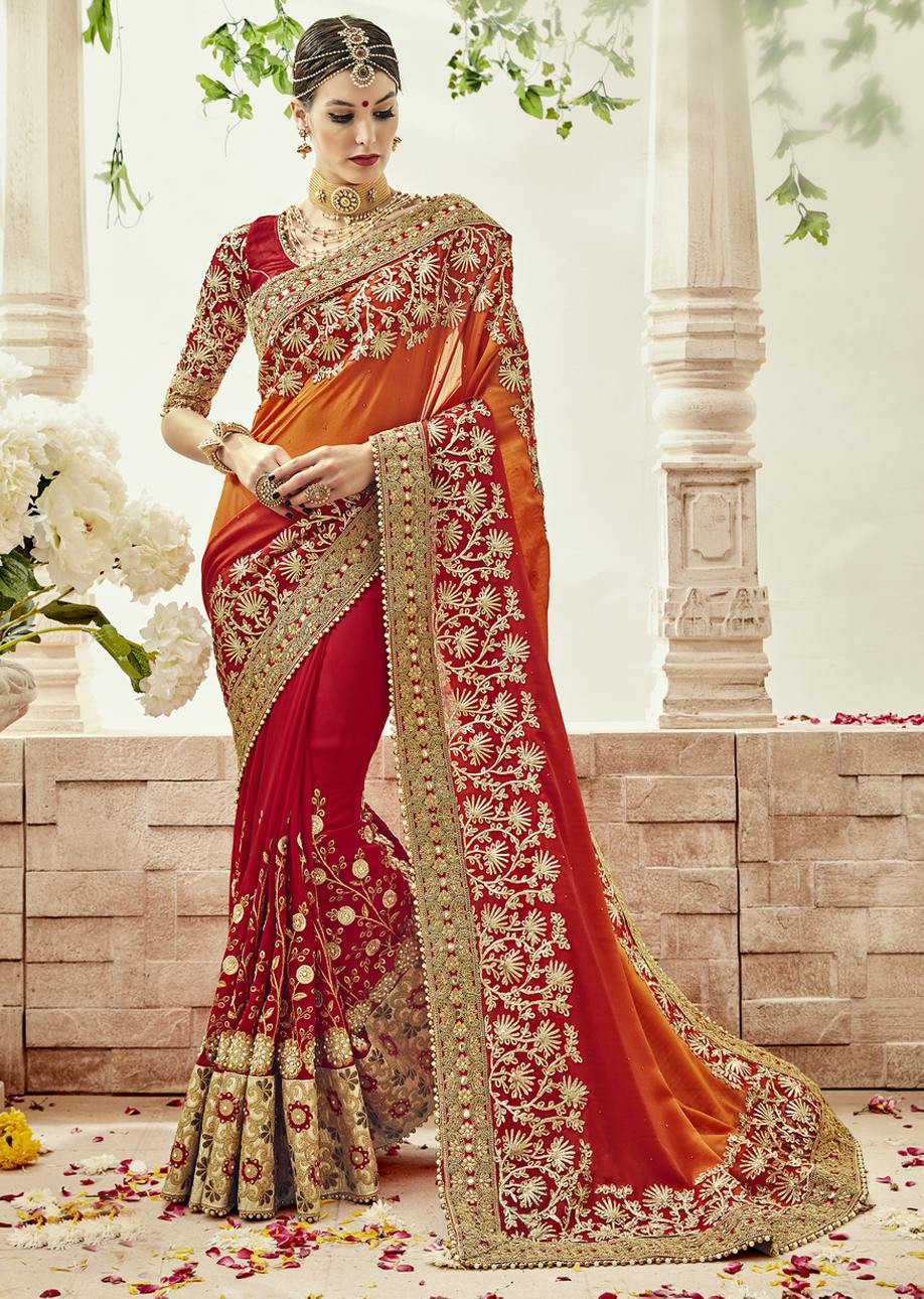 red bridal saree