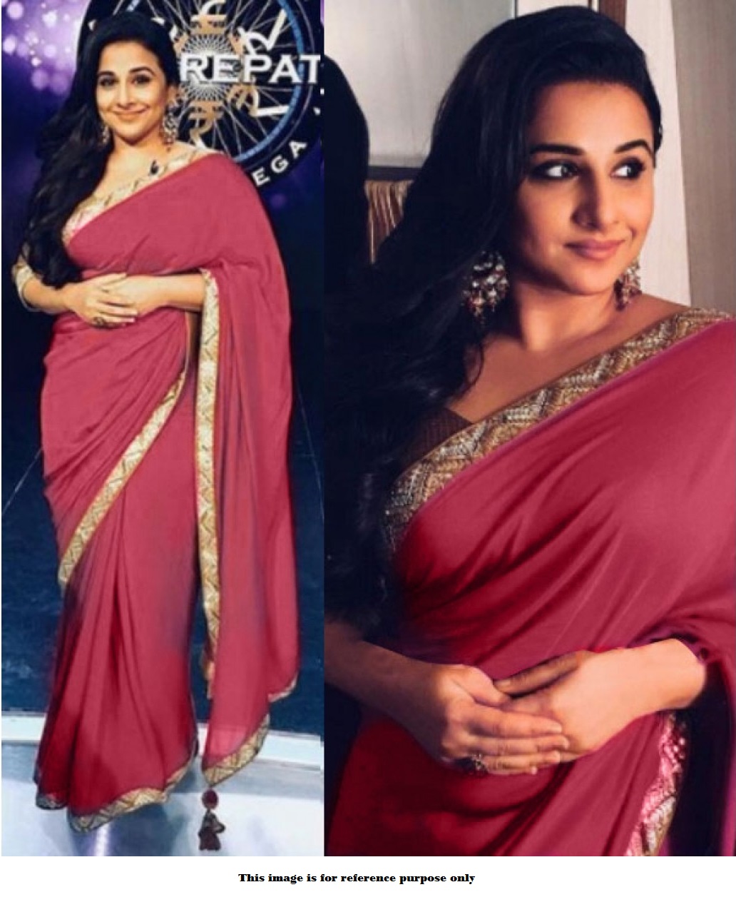 Buy Bollywood Style Vidhya Balan maroon georgette saree  in UK, USA and Canada