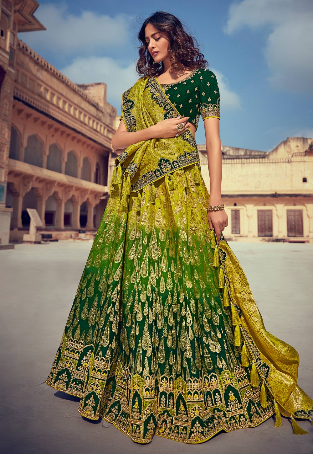 Net Party Wear Lehenga Choli In Sea Green Colour