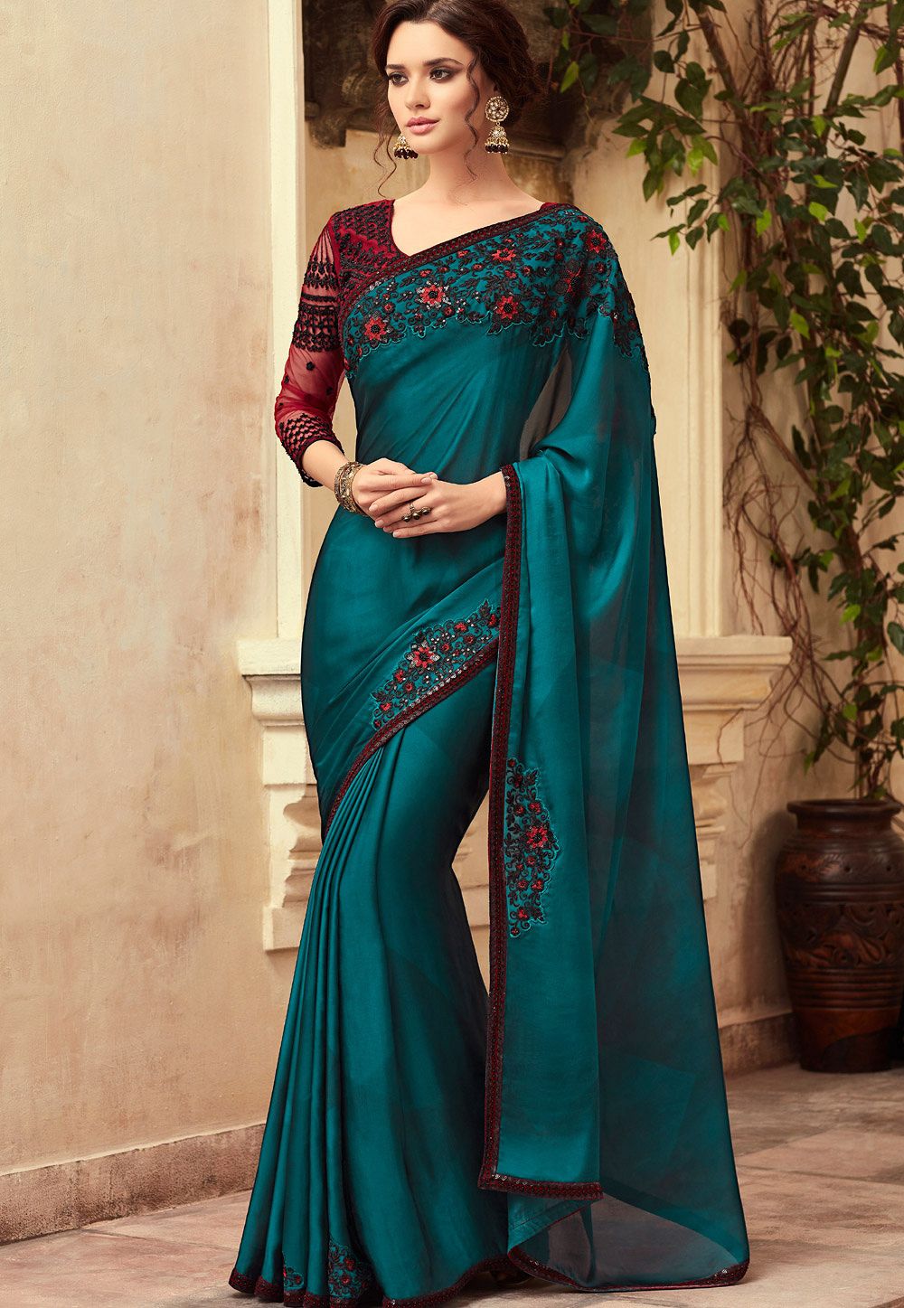 georgette party saree