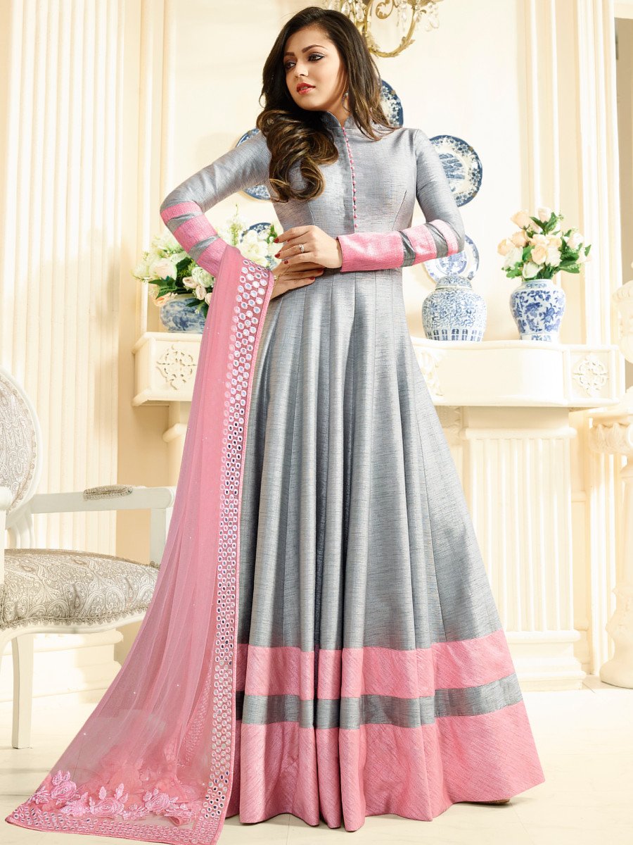 Drashti Dhami Georgette Off White Festive Wear Anarkali Dress With  Embroidery Work