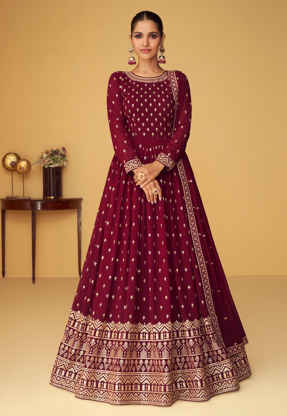 Buy Maroon Dress Material for Women by Fashion Basket Online | Ajio.com