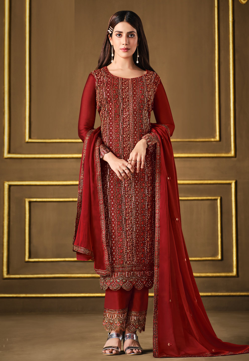 Wine Red Color Designer Salwar Suits Online – TheDesignerSaree