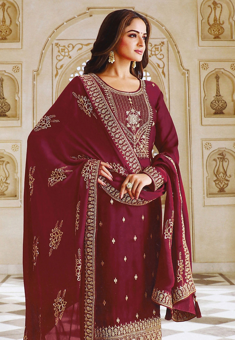 Maroon pakistani suits 2025