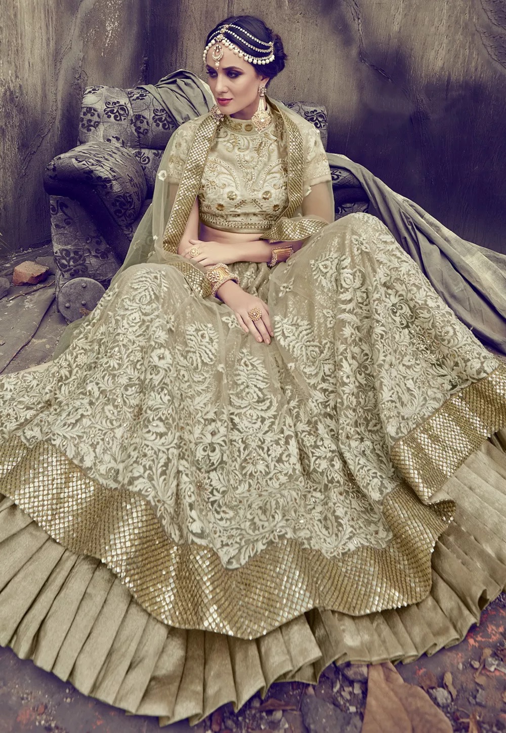 off white bridal lehenga