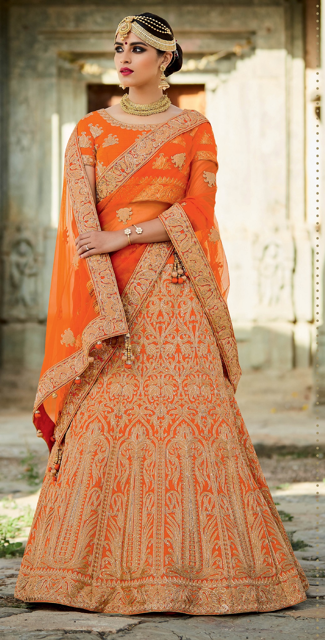 bridal lehenga orange colour