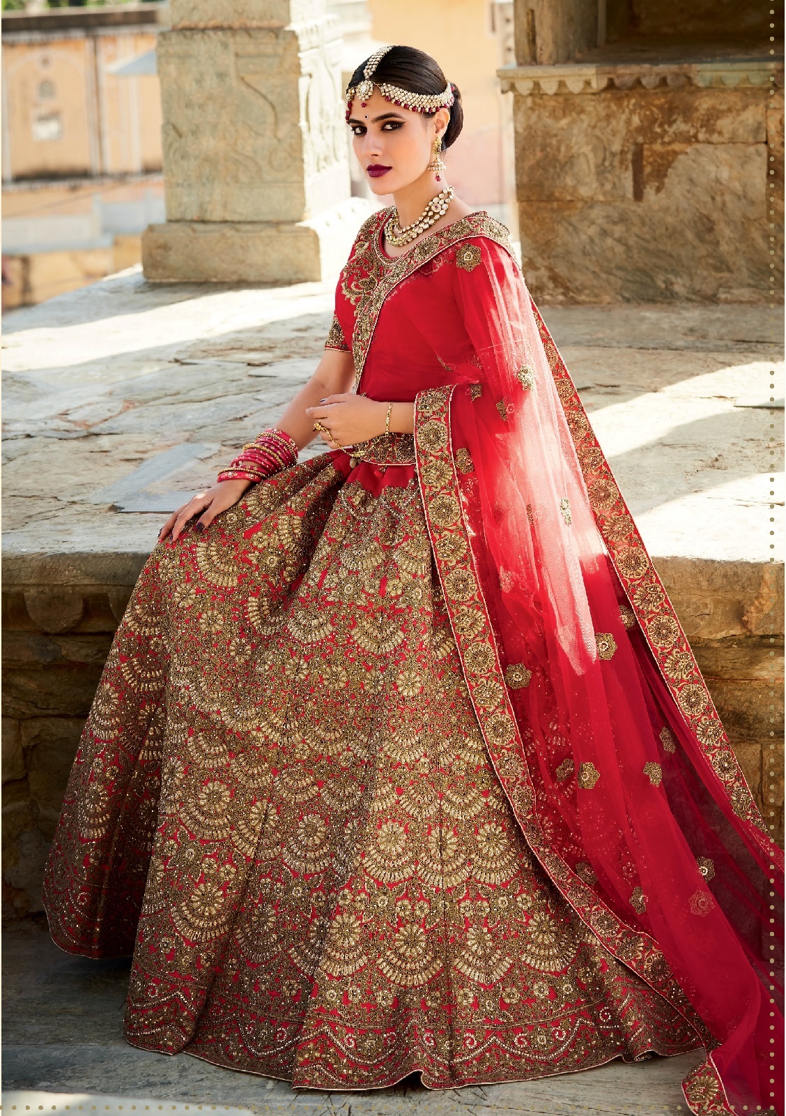 bridal lehenga dark red colour