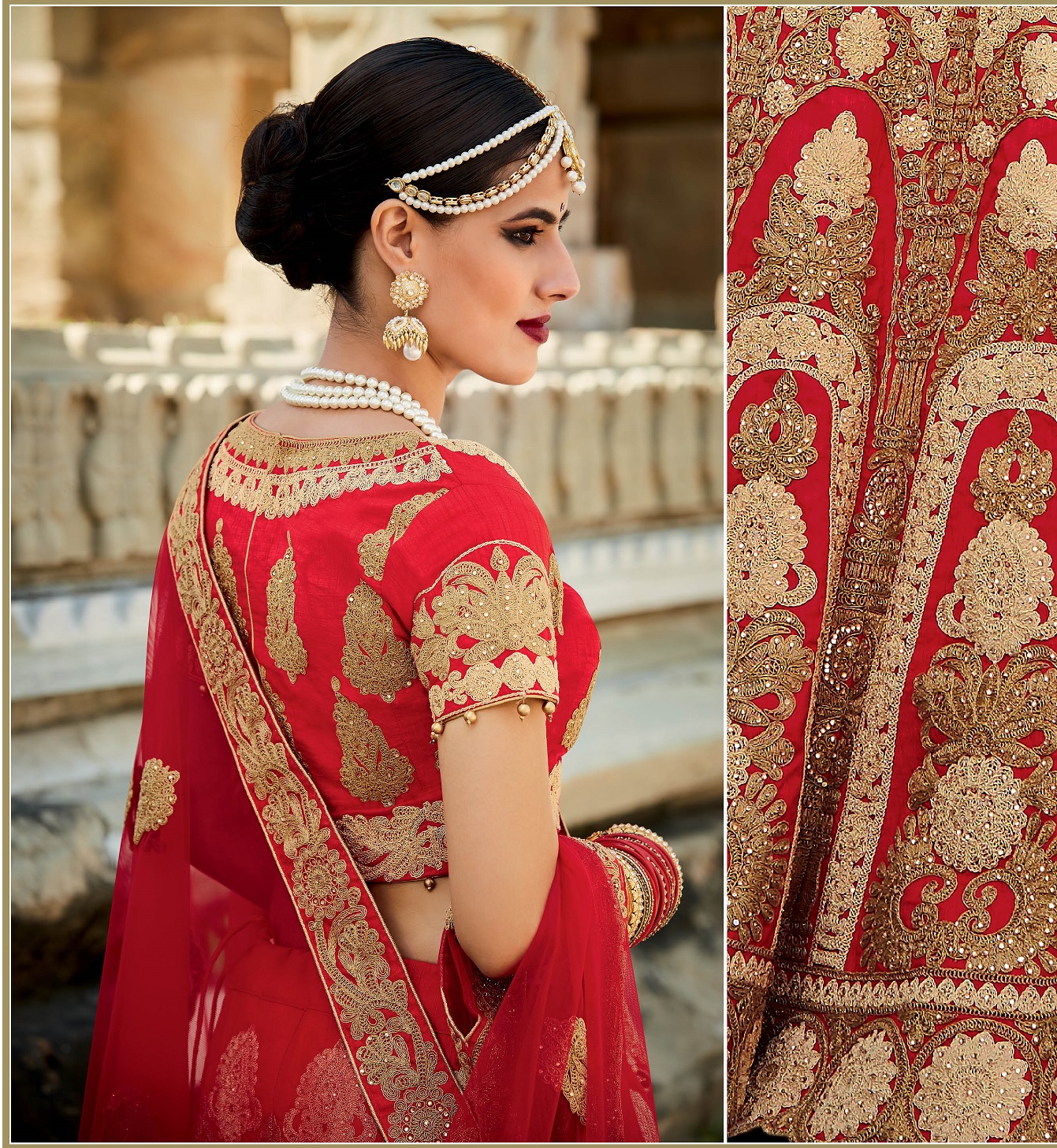 bridal lehenga dark red colour