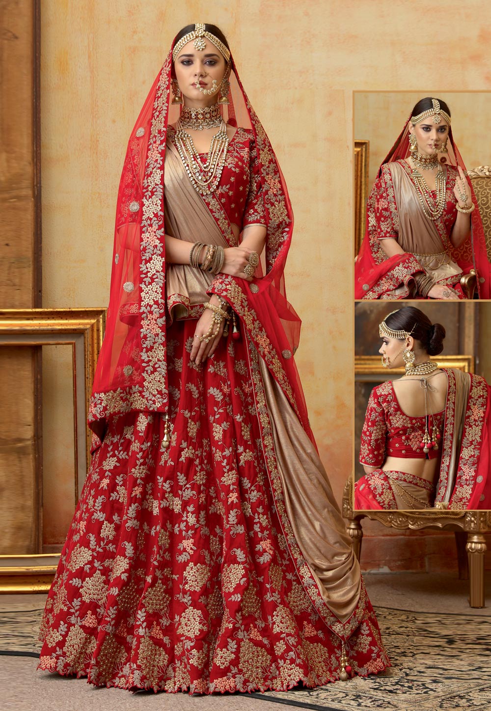 Red velvet hotsell bridal lehenga