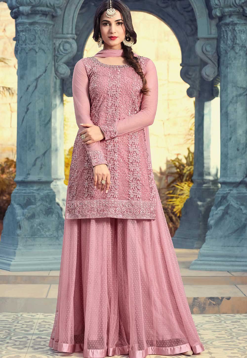 Buy Sonal Chauhan onion pink georgette ...