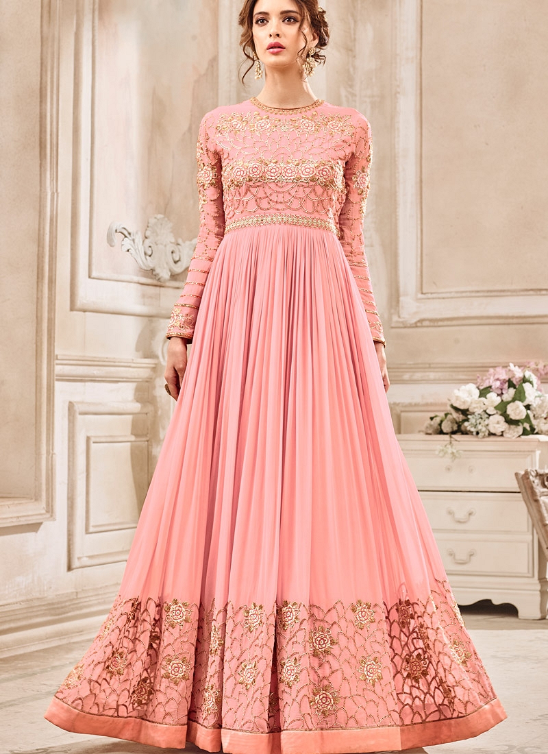 Buy Pink georgette wedding wear salwar kameez in UK, USA and Canada