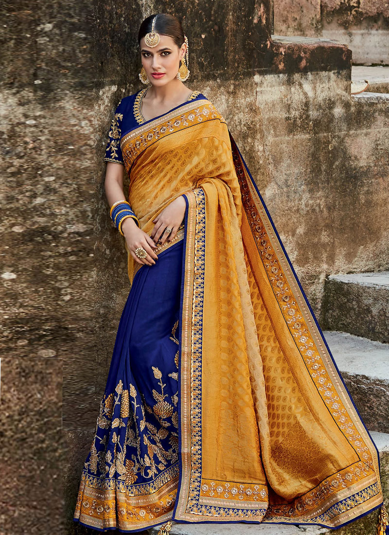 royal blue and mustard yellow outfits
