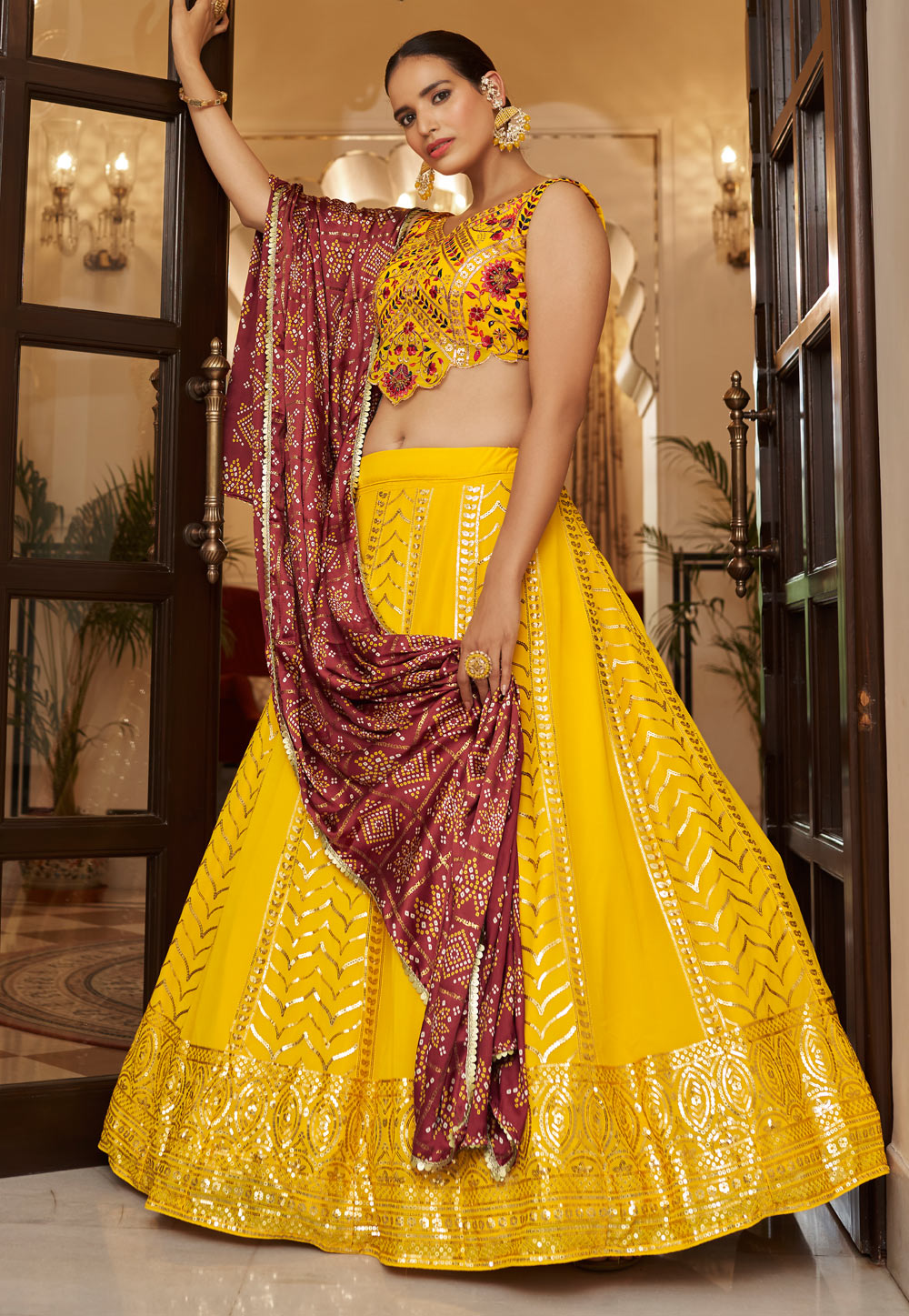 Lehenga yellow colour hot sale