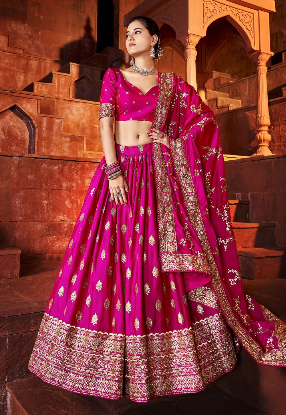 Magenta lehenga online discount