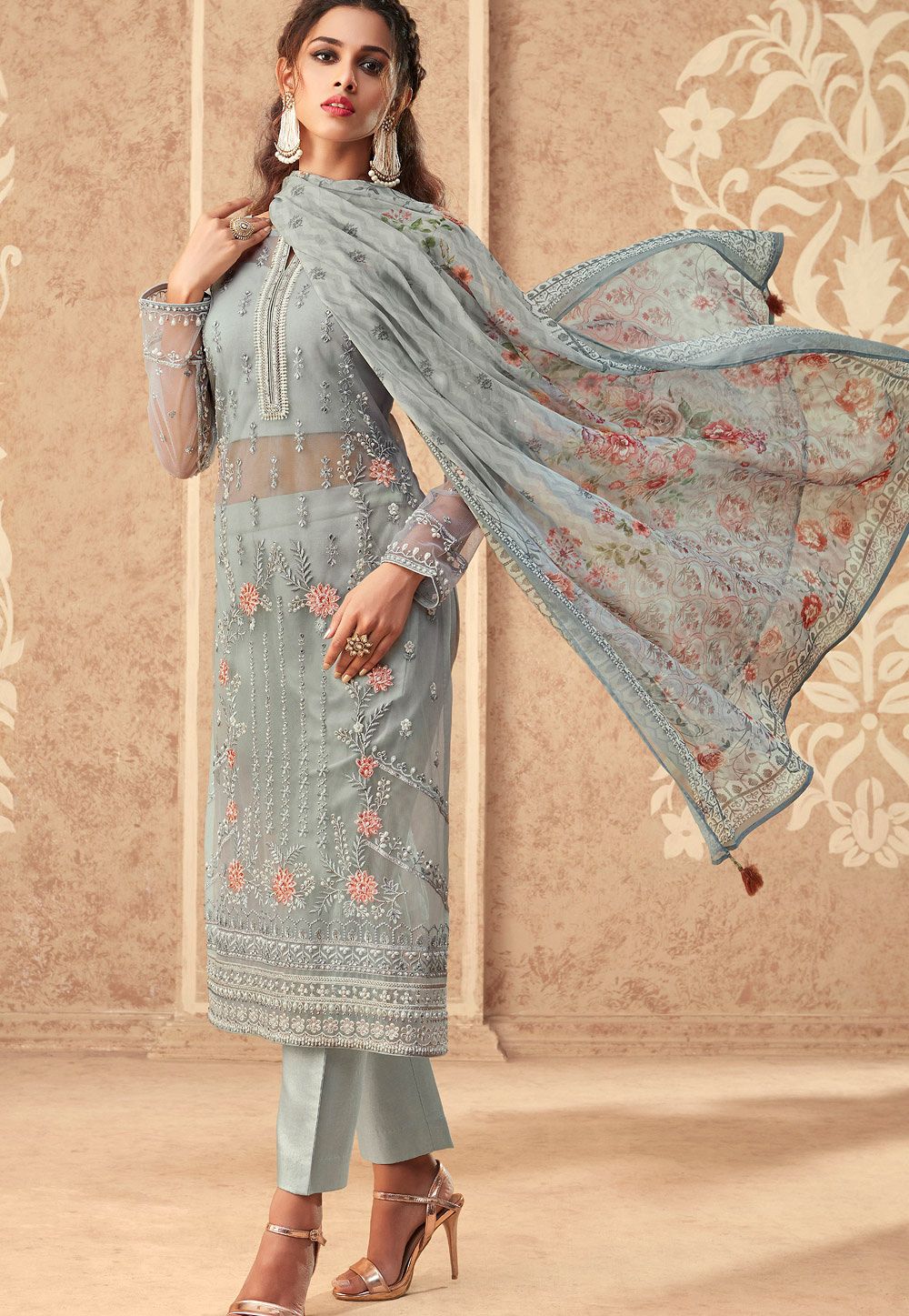 Pakistani Salwar Kameez With Straight Pants Collection At Cbazaar