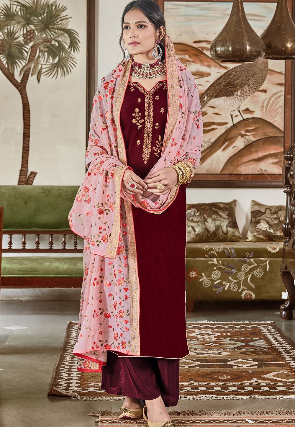 Buy Palazzo Pant Velvet Indian Dresses Online for Women in USA