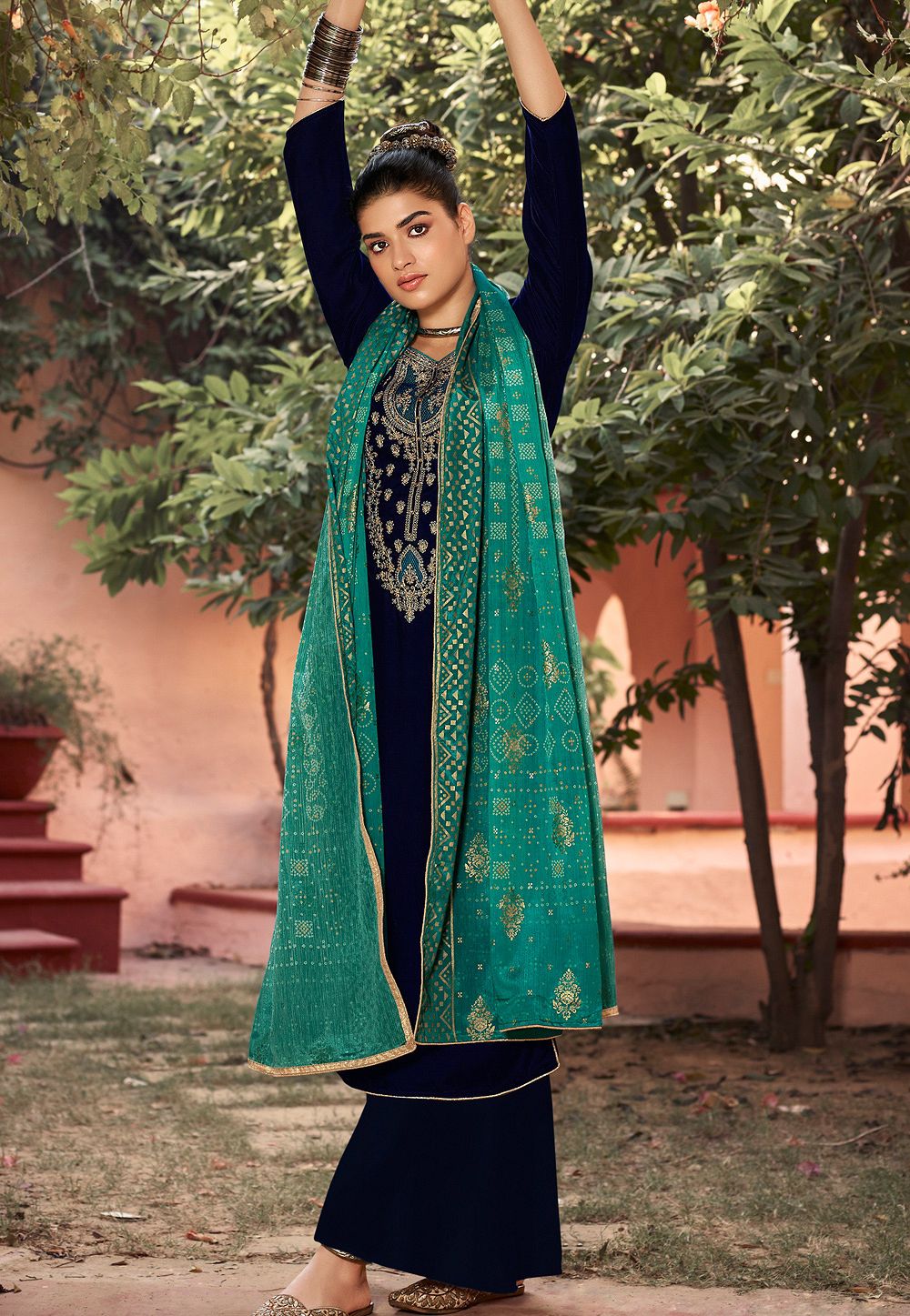 Velvet palazzo suits sale
