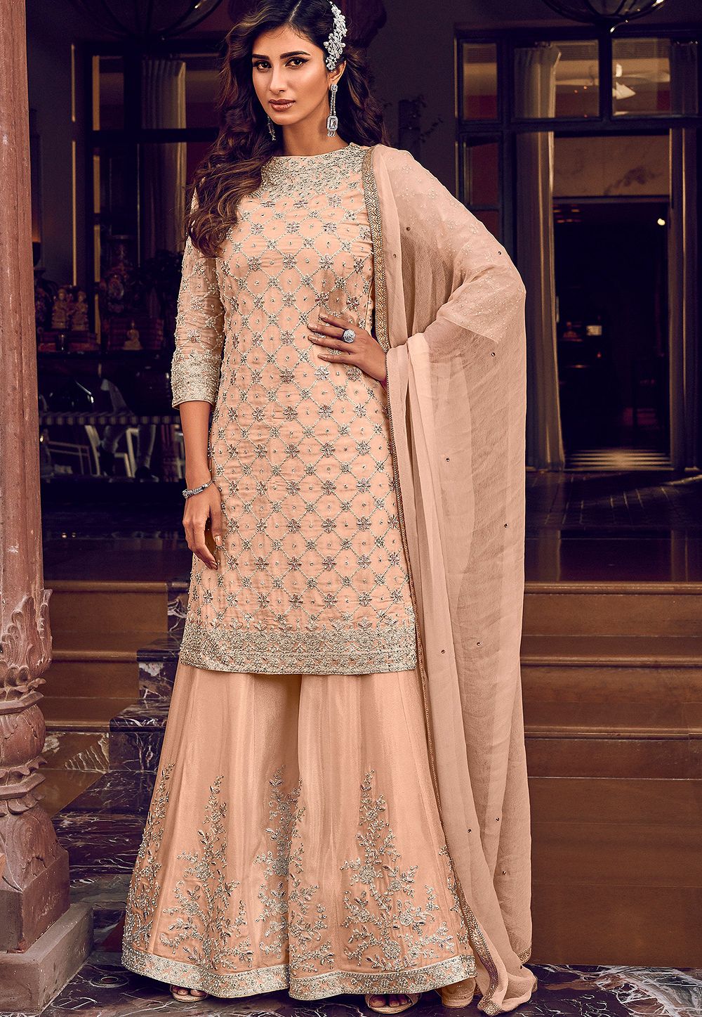 Amazon.com: Bollywood Stylish Designer Indian Readymade Shalwar Kameez Suits  Pakistani Palazzo Dresses (Choice 1, Unstitched) : Clothing, Shoes & Jewelry