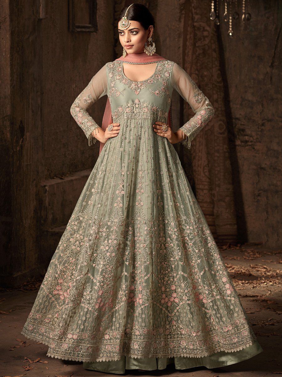 pastel green anarkali