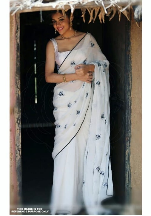 Buy Bollywood Inspired White georgette saree  in UK, USA and Canada