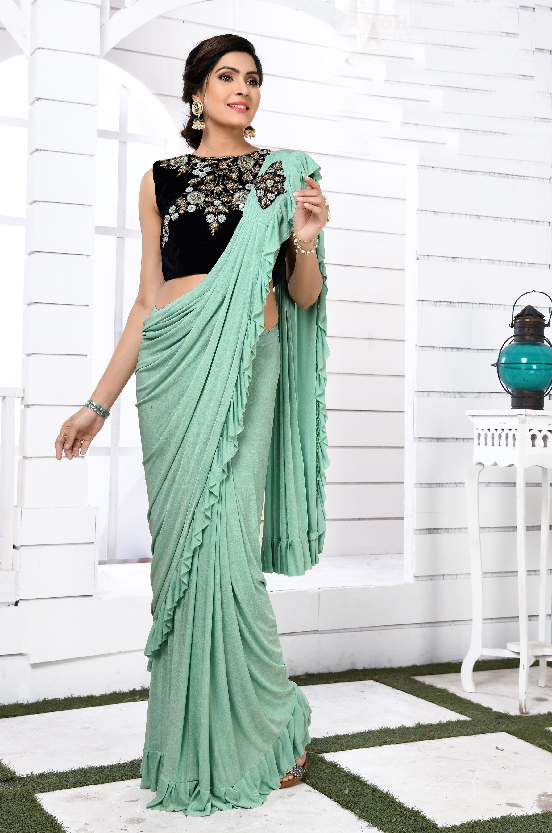 ready to wear party wear saree