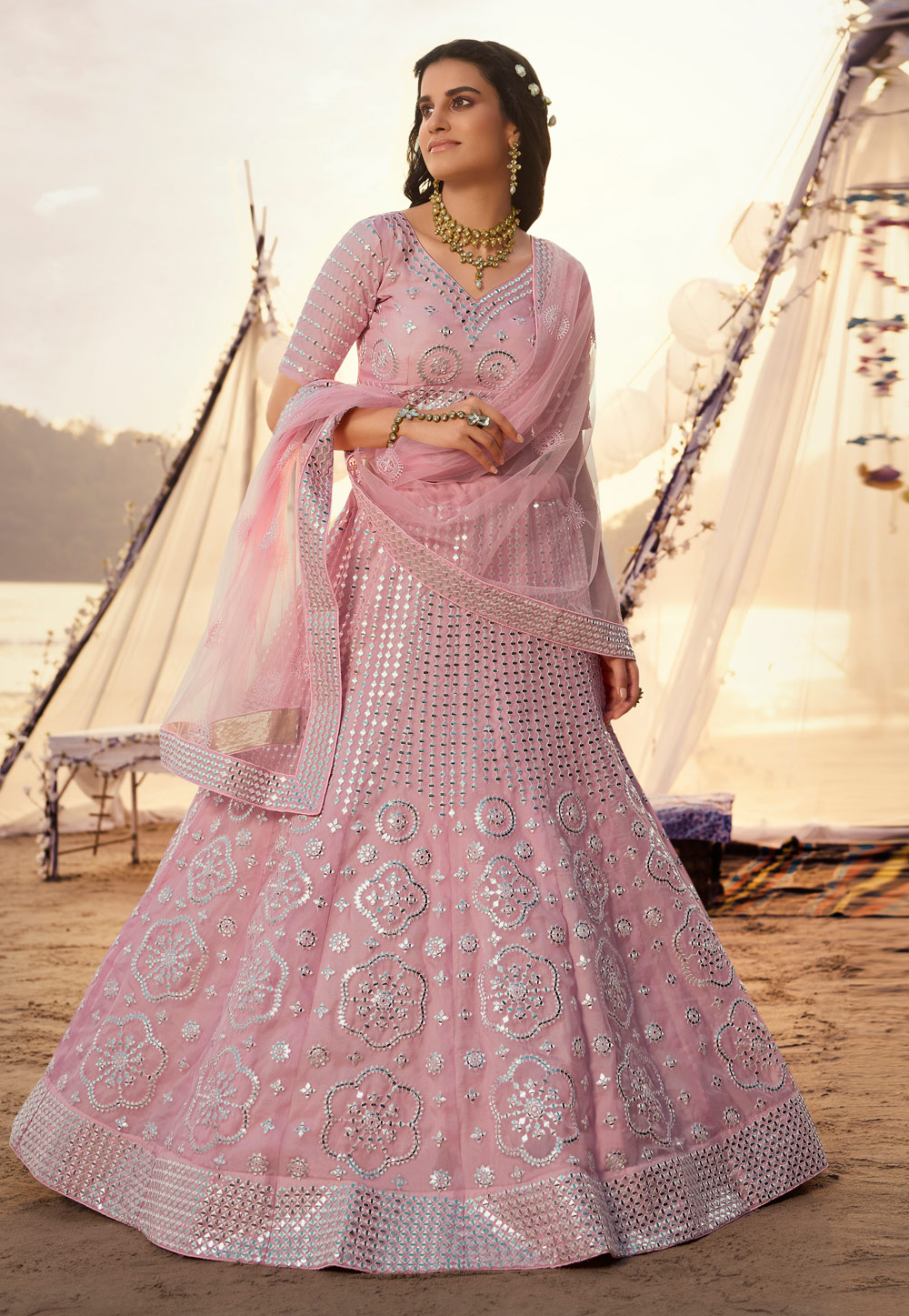 Wedding lehenga pink hotsell