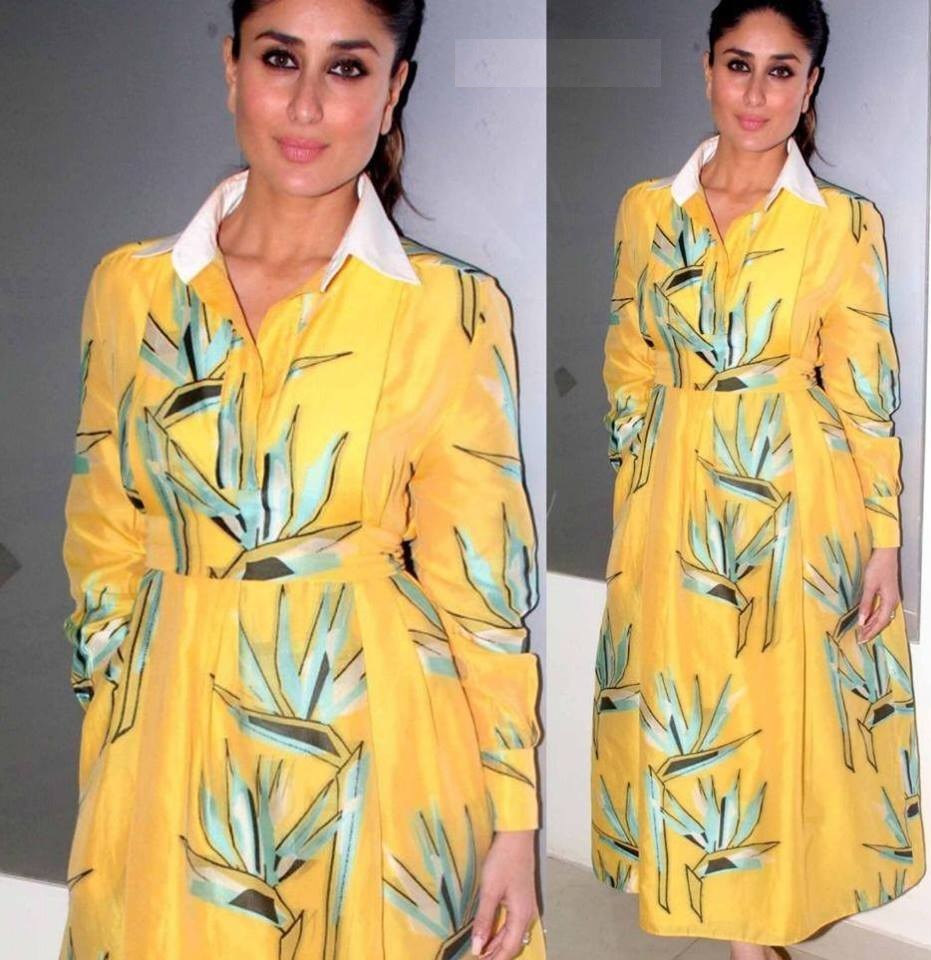 Buy Bollywood Kareena Kapoor Yellow collar style gownin UK, USA and Canada
