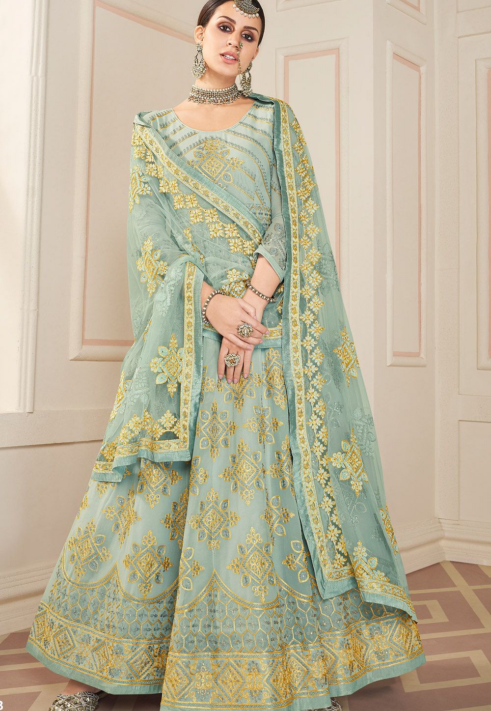 light blue anarkalis