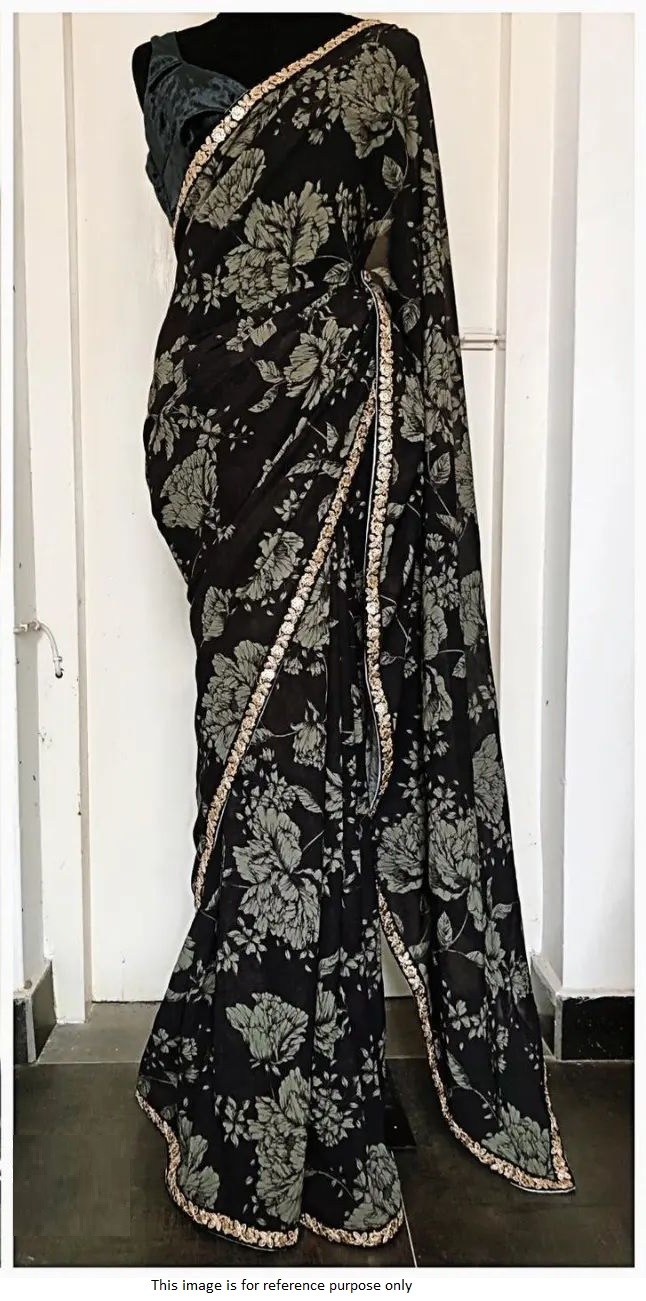 Buy Bollywood Model black georgette saree in UK, USA and Canada