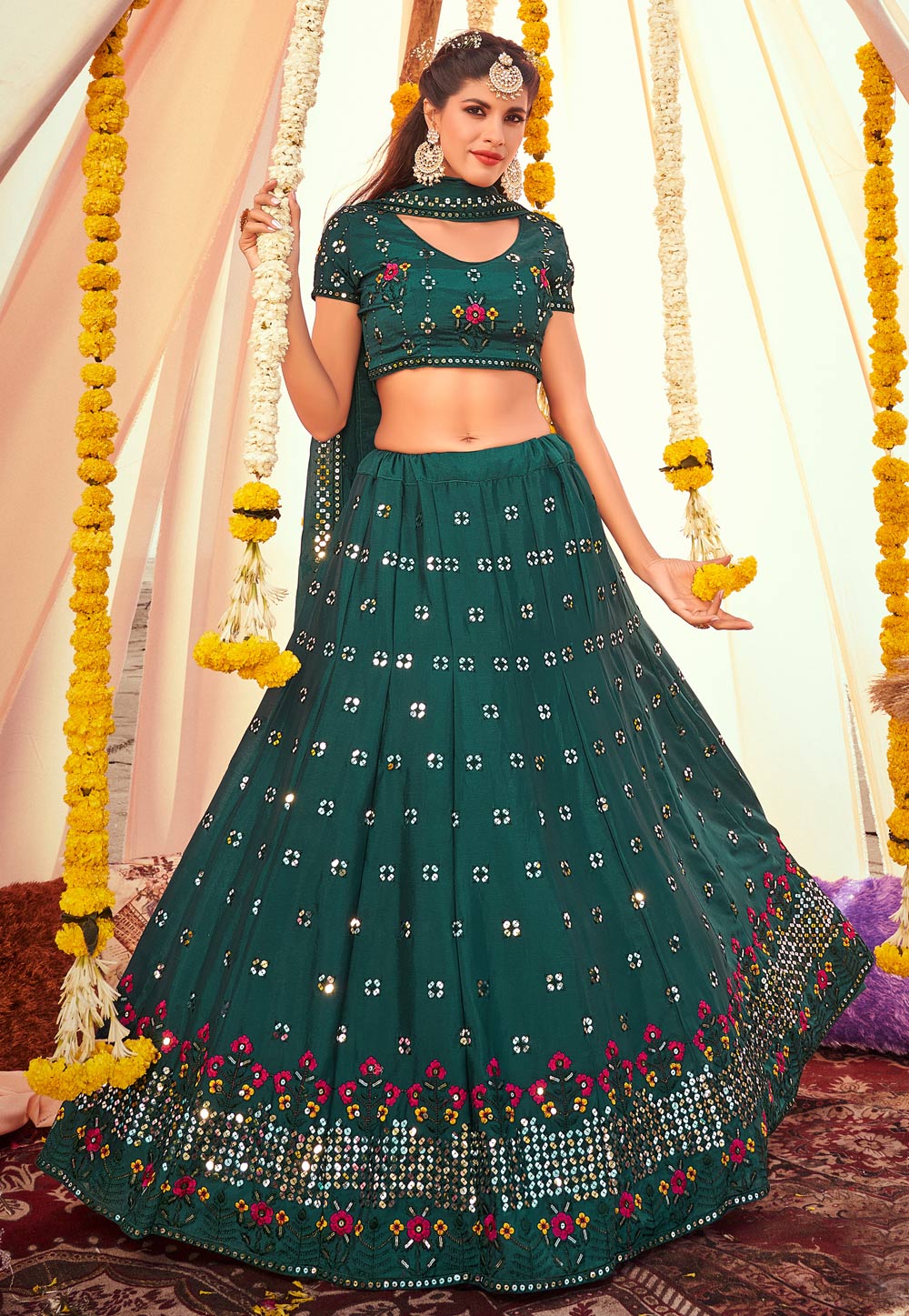 Captivating Net Dori Work Sea Green Designer Lehenga Choli