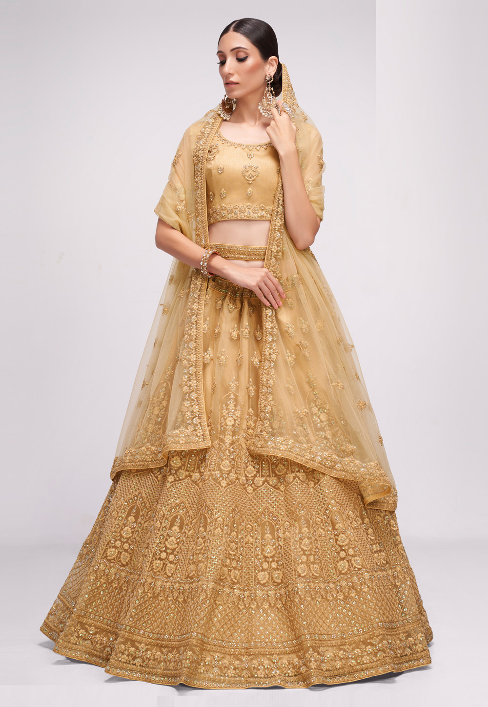 Golden colour lehenga choli clearance