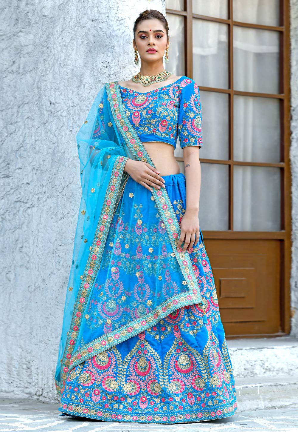 bridal lehenga sky blue colour
