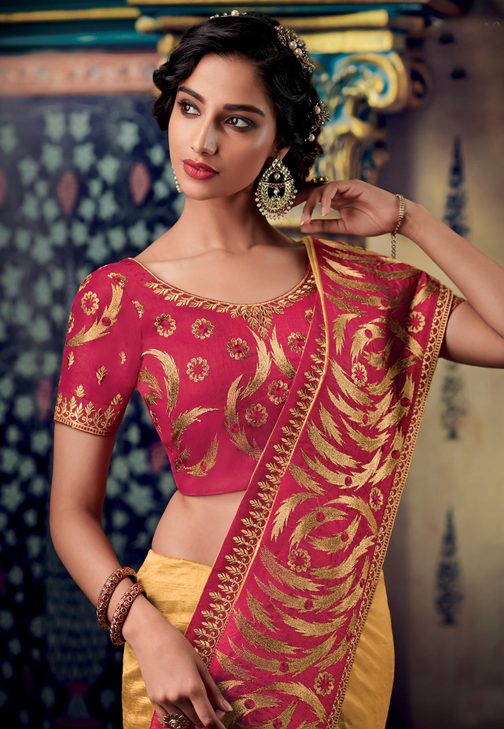 Beige art silk embroidered saree with blouse 88338