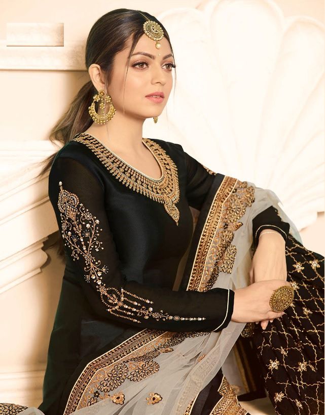 black colour ka sharara suit