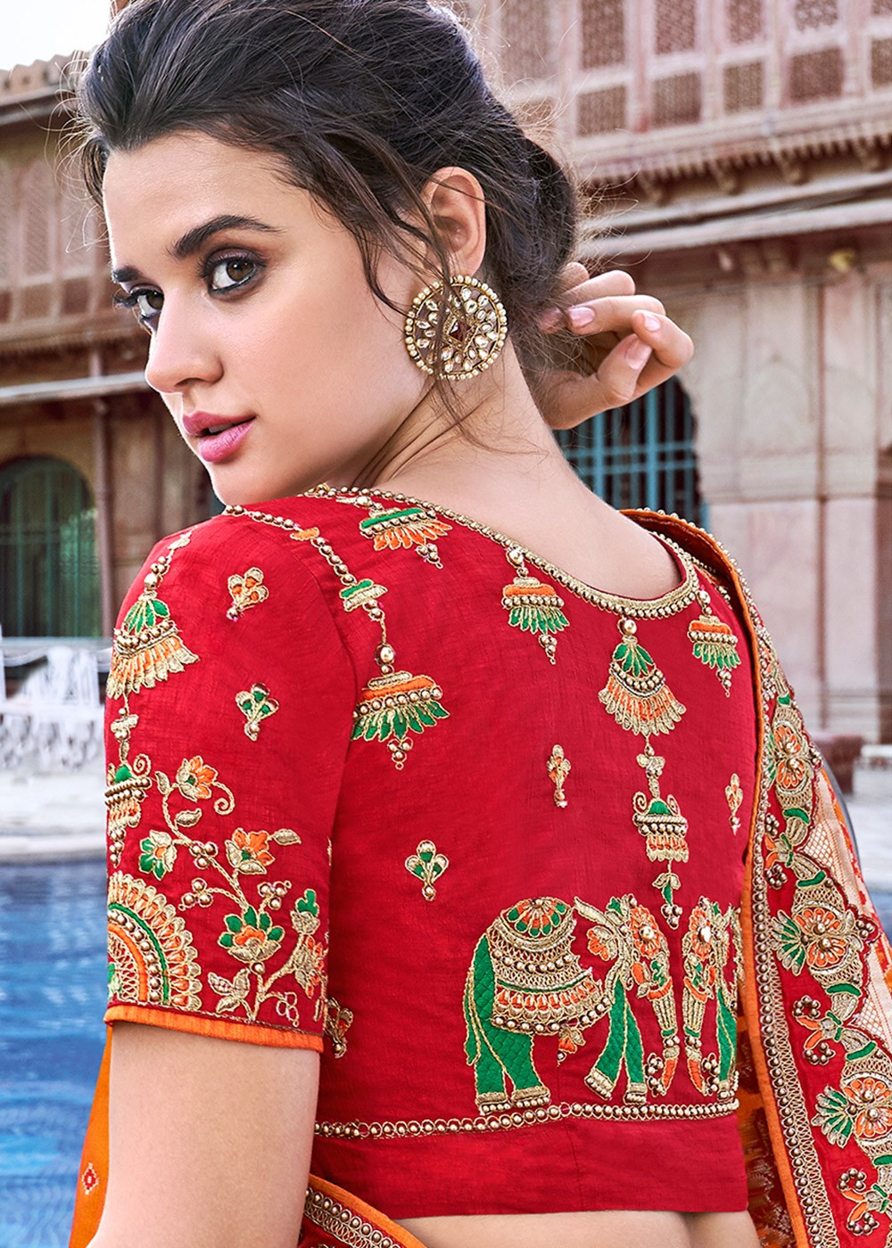 Red Traditional Silk Jacquard Lehenga Choli Latest 2701