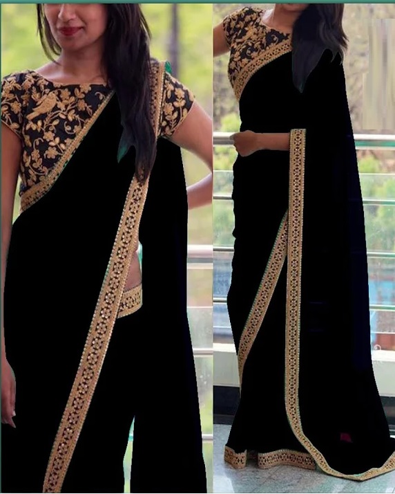 party wear saree black colour