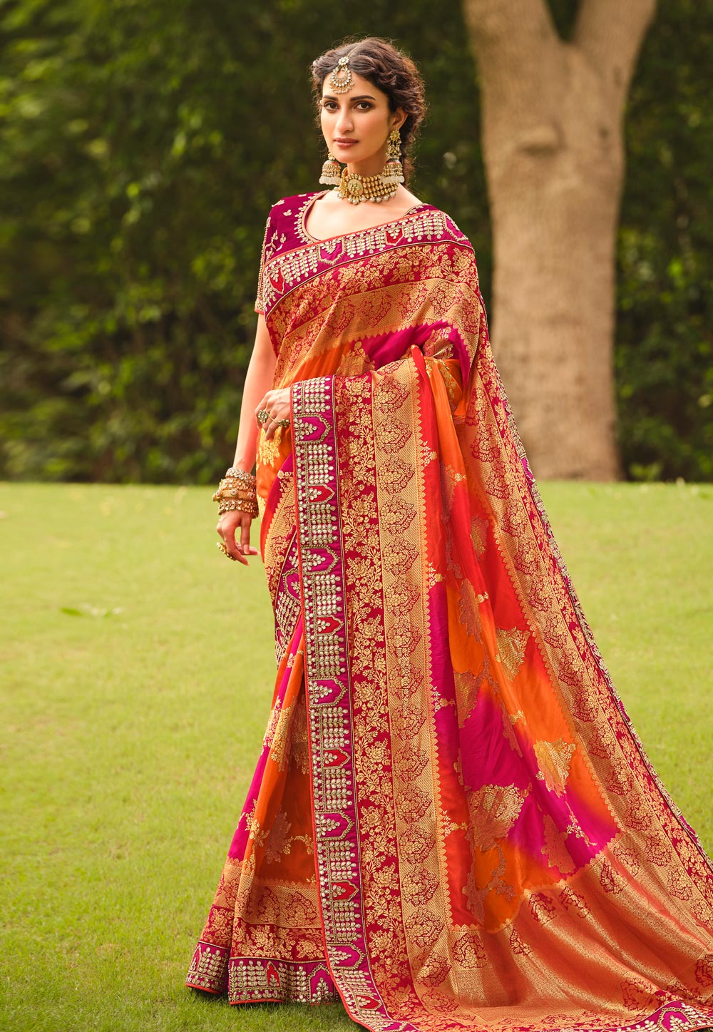 Off White & Pink Combination Fancy Soft Banarasi Saree – Panaash Saree